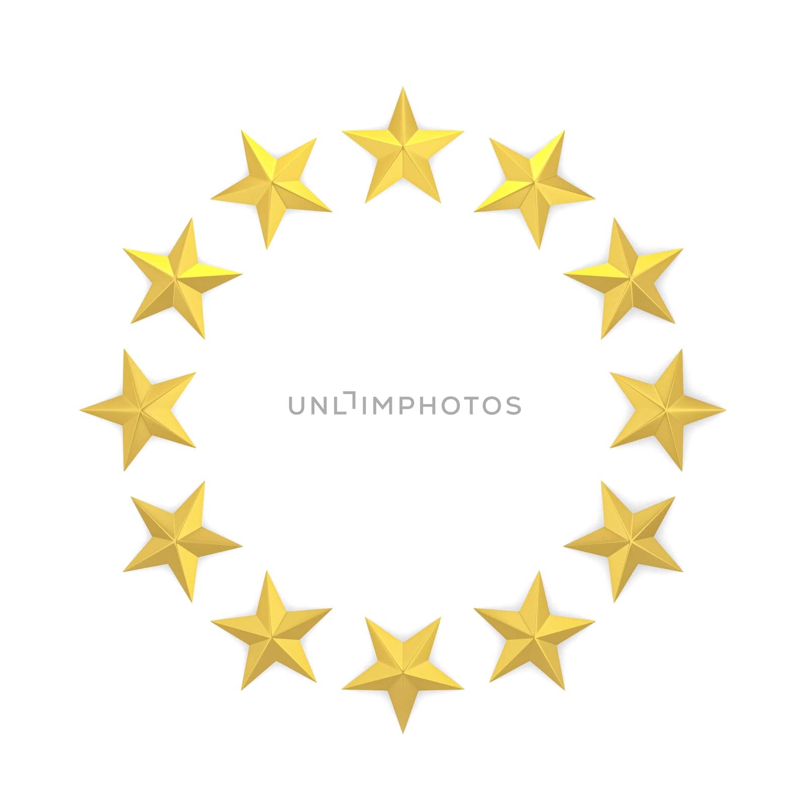 Stars in a circle shape. 3d illustration isolated on white background