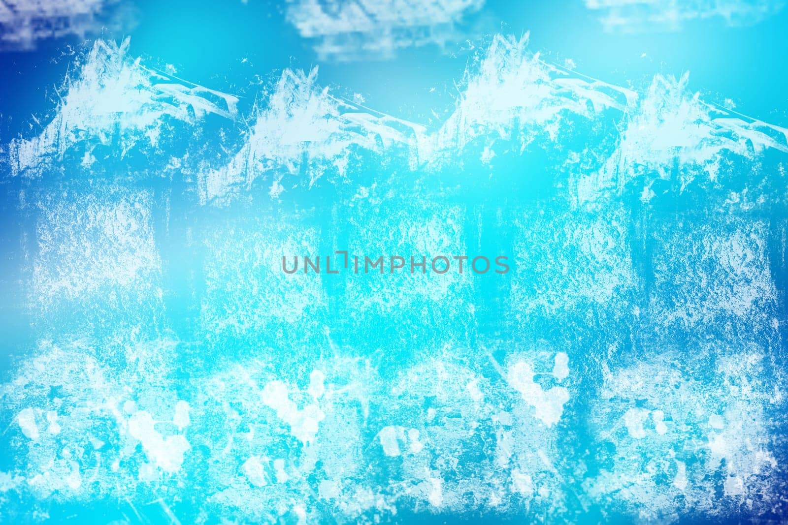 Colorful abstract bright blue background texture with brush strokes. Space for text.