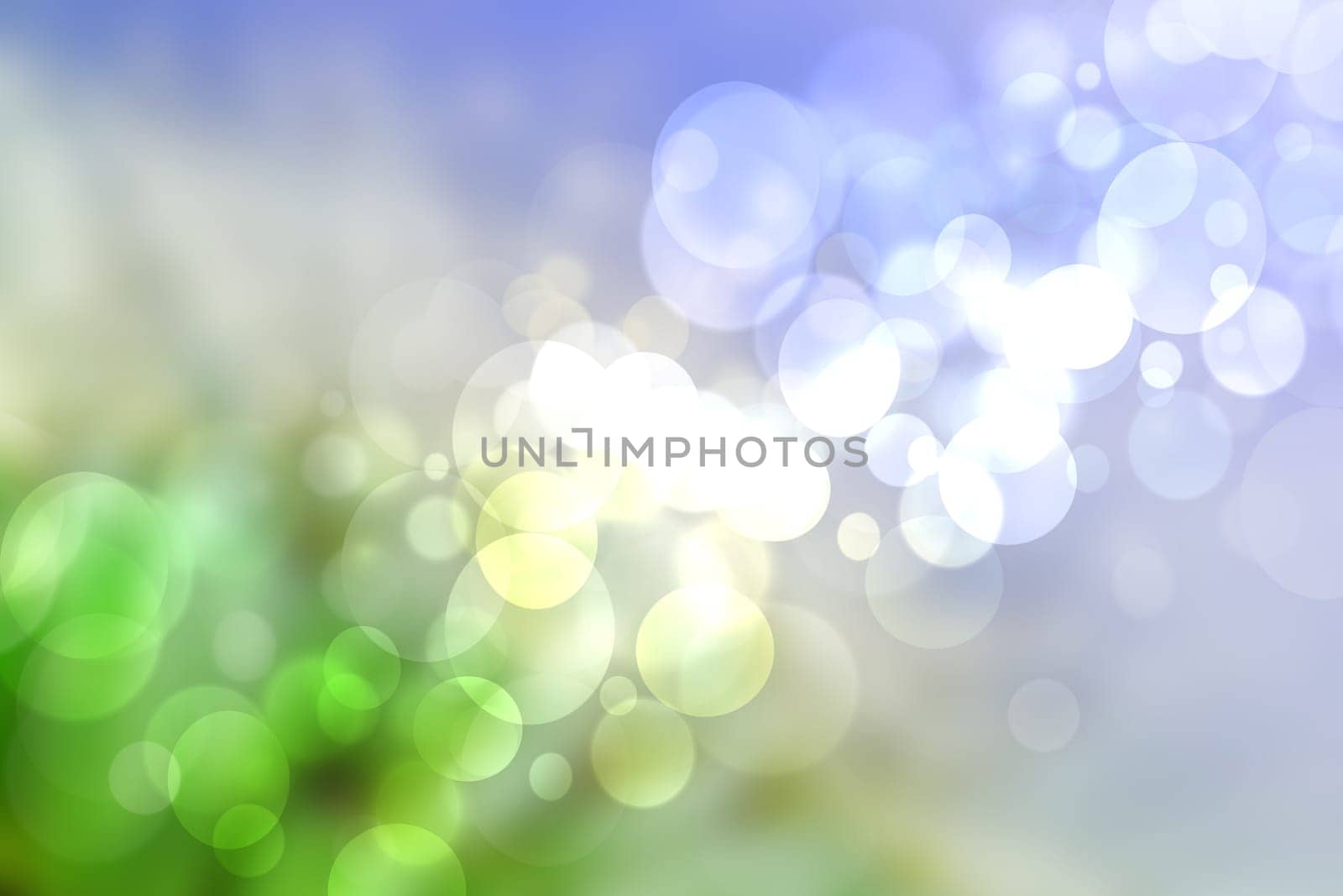 Abstract colorful gradient green white bokeh lights background texture.