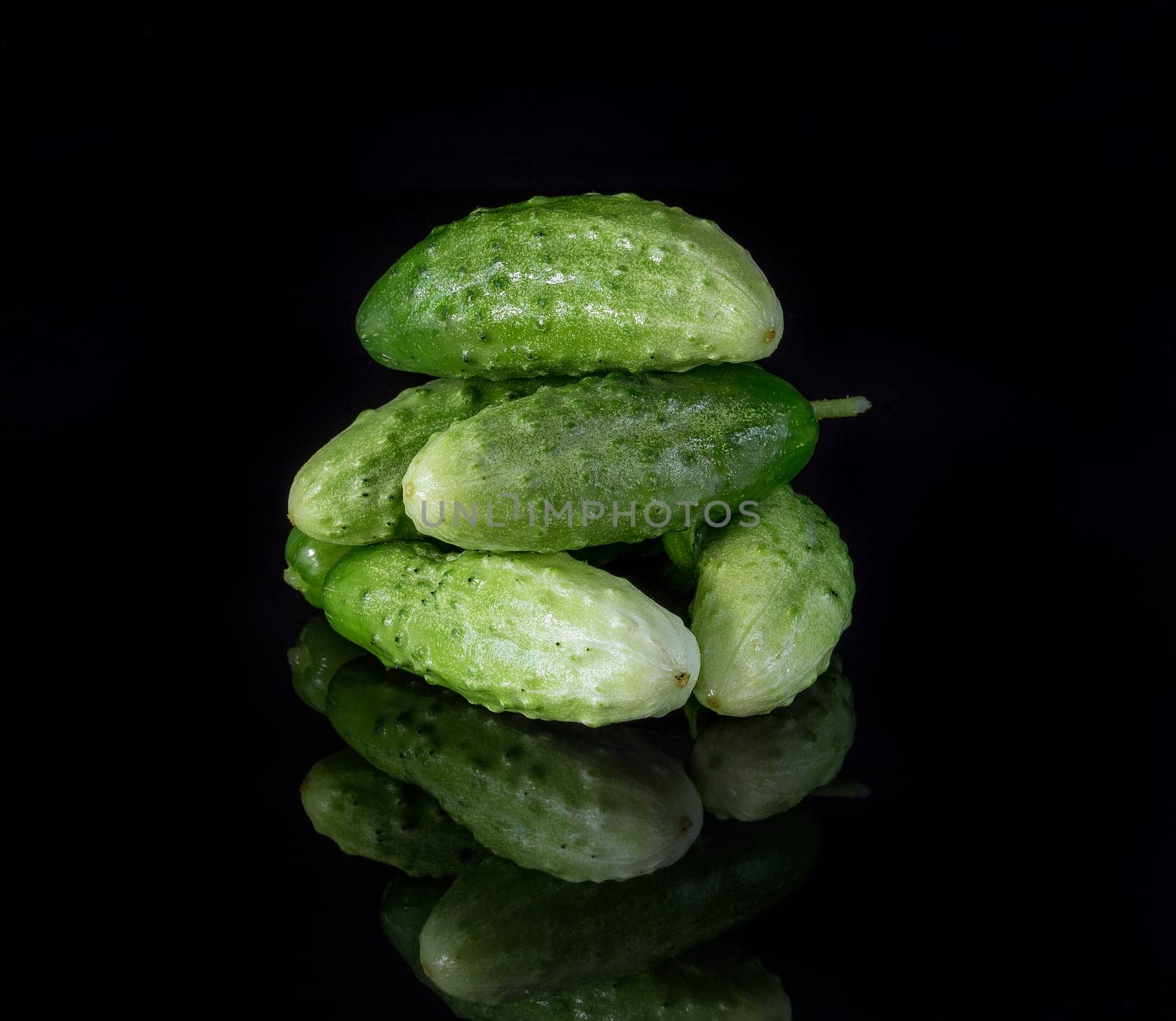 Fresh green cucumber on a dark background
