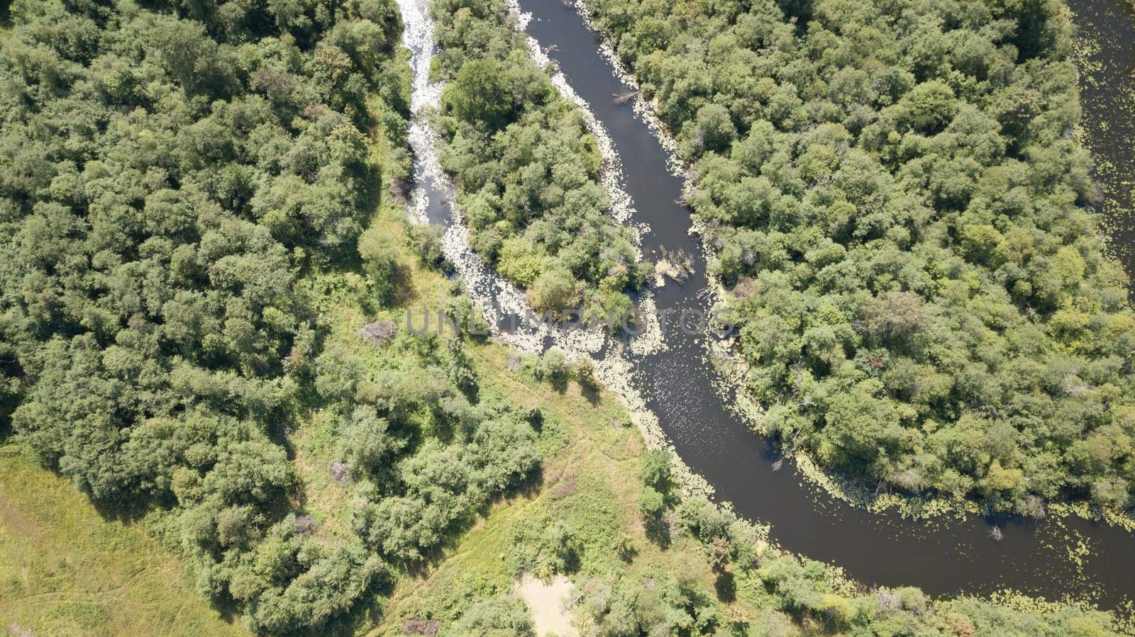 Gauja river Latvia drain into Baltic Sea aerial drone top view