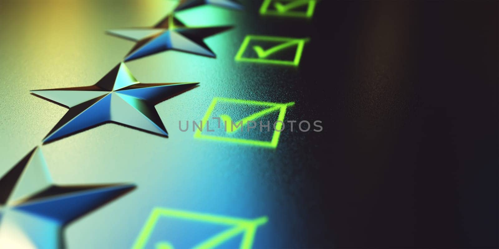 Checking in the checkbox the number of stars of the service provided. Concept of quality and evaluation.