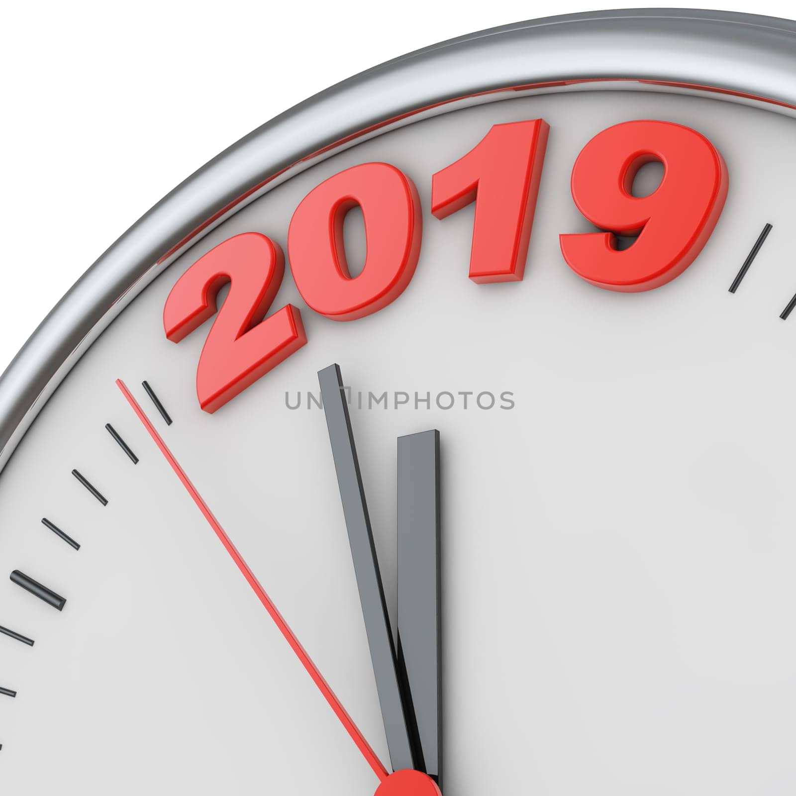 Watches that show the offensive in 2019. 3D render.