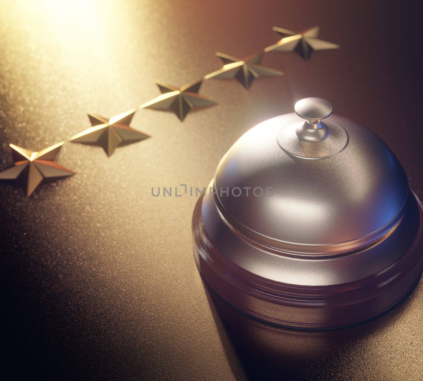Five star rating of a luxury hotel. Concept of travel and tourism, hotel and resort.