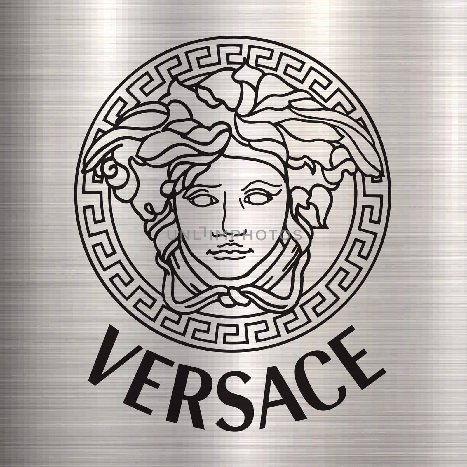 Versace Medusa logo fashion luxury brand clothes metallic illustration