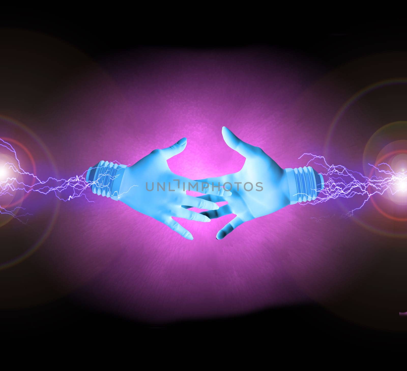 Electric hands about to shake