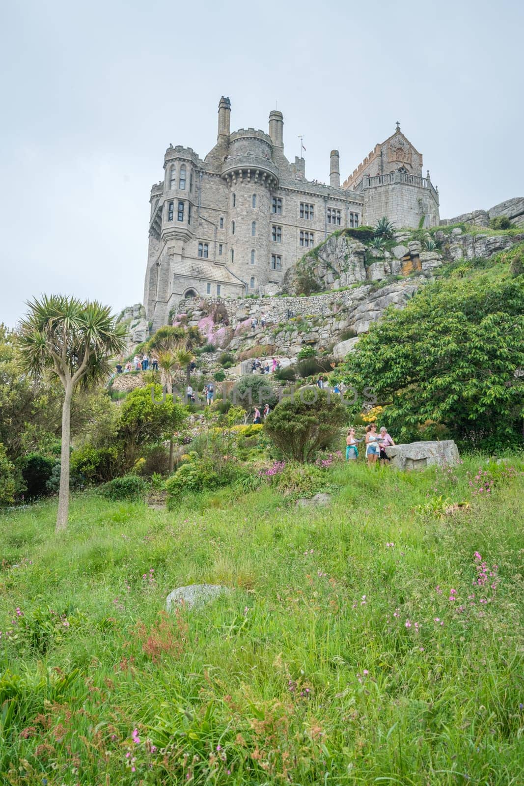 Marazion, England -  May 2018 : St Michaels Mount island fortress and gardens, Cornwall, UK
