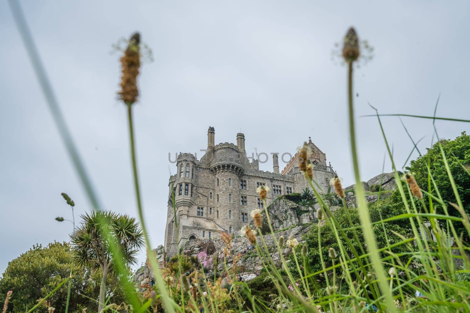 Marazion, England -  May 2018 : St Michaels Mount island fortress and gardens, Cornwall, UK