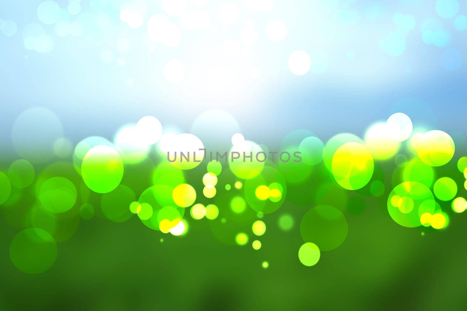 Abstract colorful green blue bokeh lights background texture.