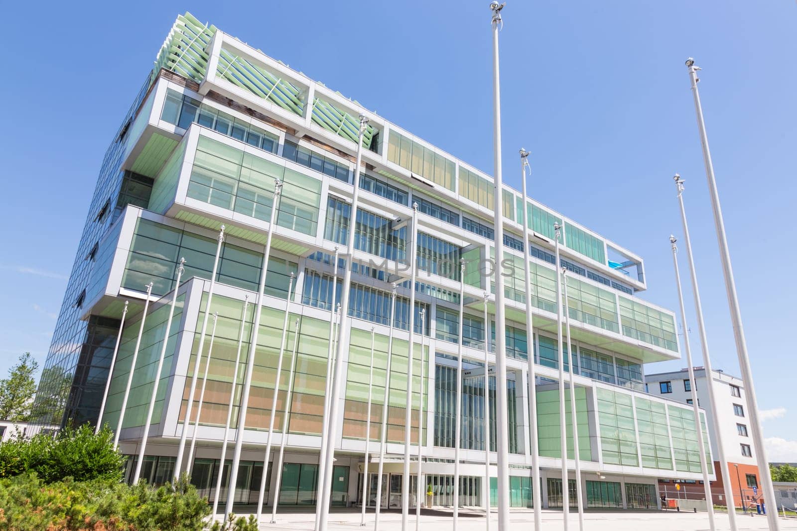 Exterir of Modern building of Slovenian Chamber of Commerce in Ljubljana, Slovenia, Europe.