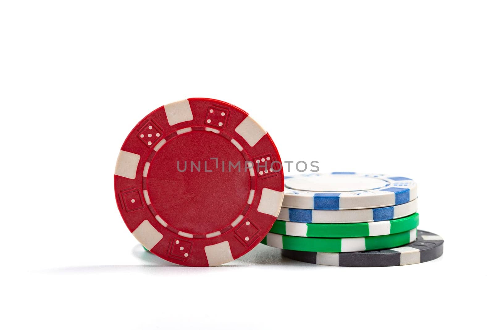 Casino Chips Pile Isolated on White Background