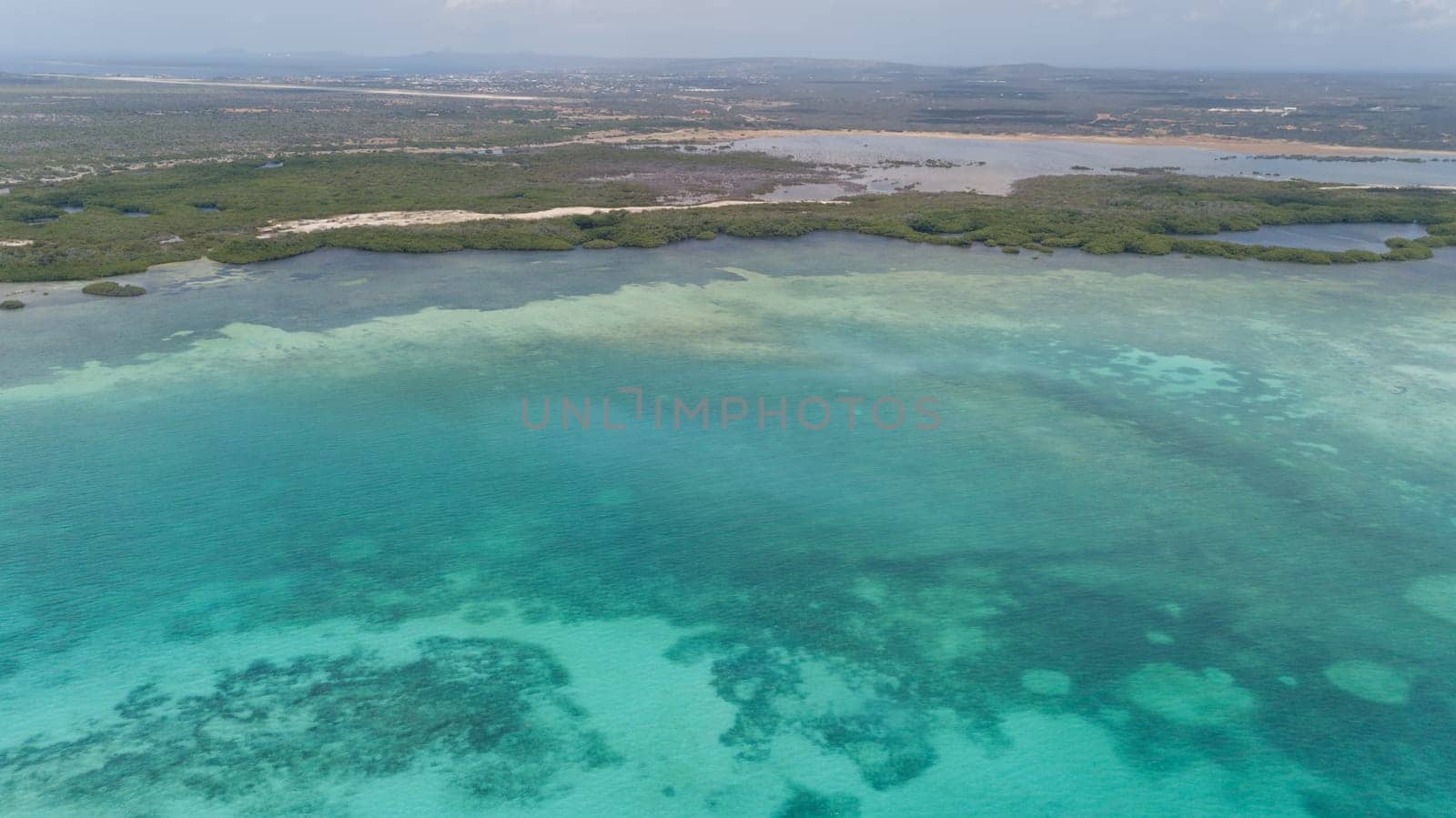 sea beach coast Bonaire island Caribbean sea aerial drone top view