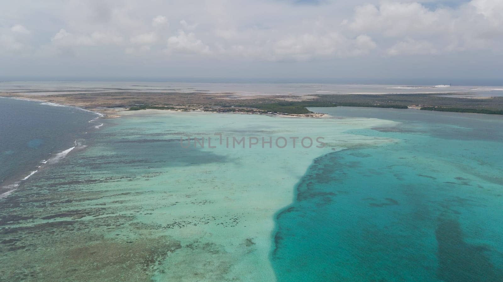 sea beach coast Bonaire island Caribbean sea aerial drone top view