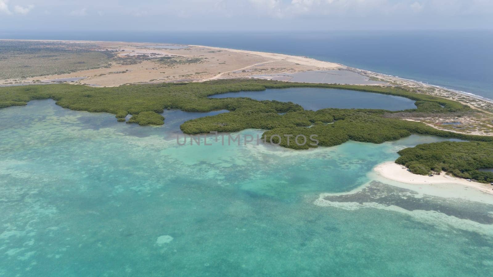 sea beach coast Bonaire island Caribbean sea aerial drone top view