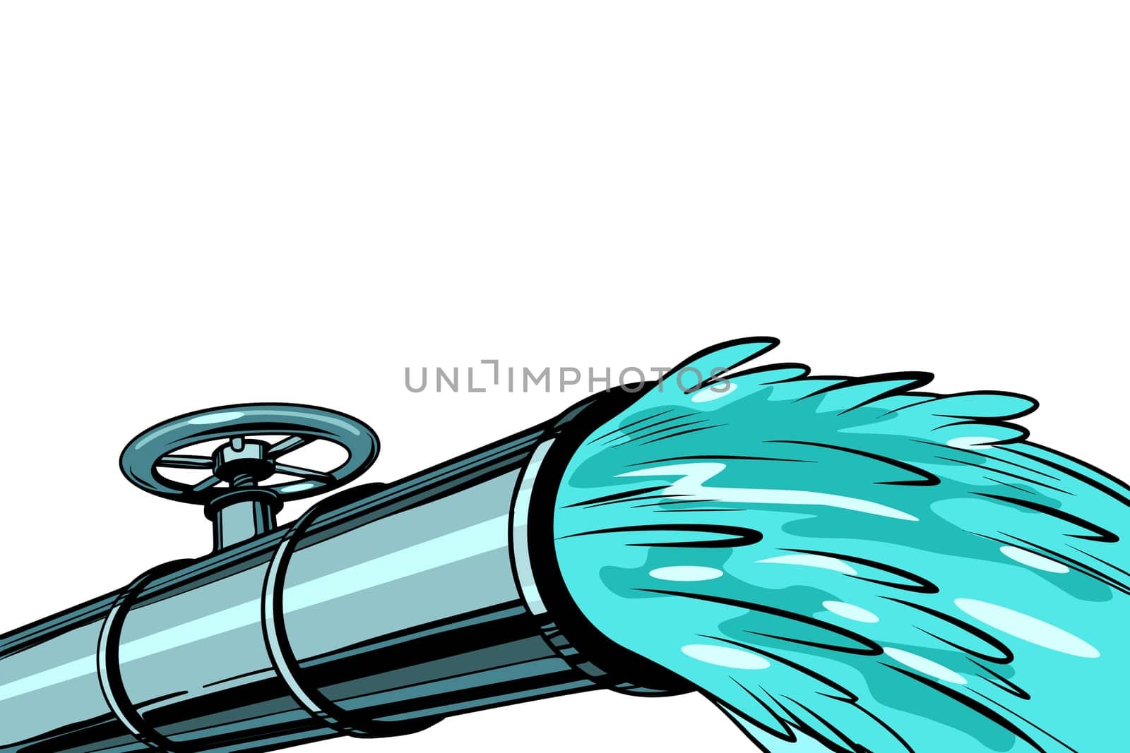 Clean water pipe for irrigation and drinking. Pop art retro vector illustration kitsch vintage