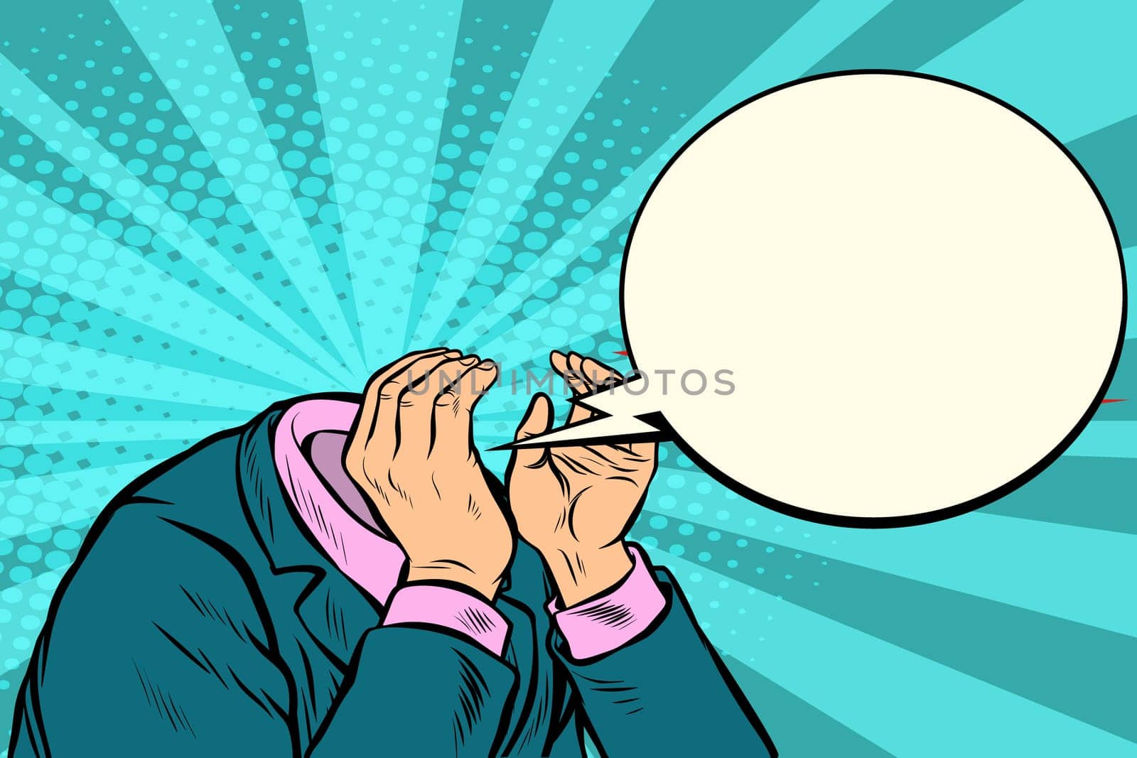the man without a head screaming. Pop art retro vector illustration kitsch vintage
