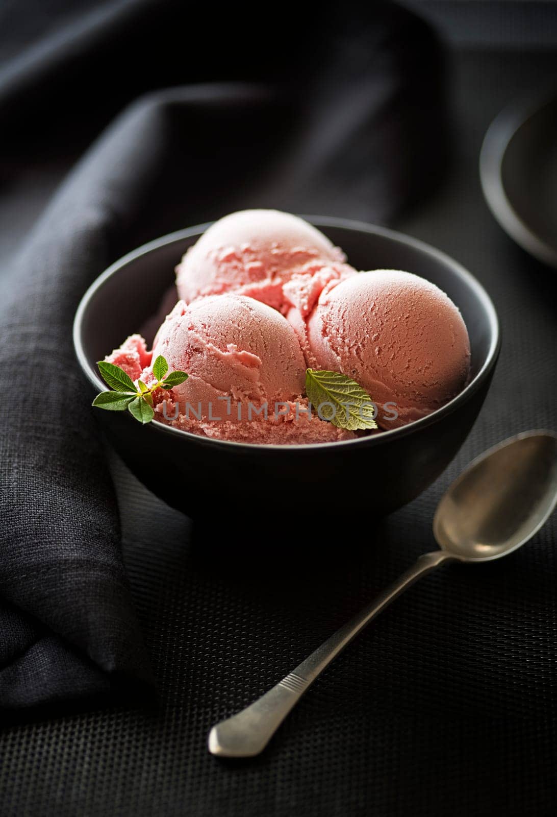Homemade organic fruit ice cream scoops in bowl