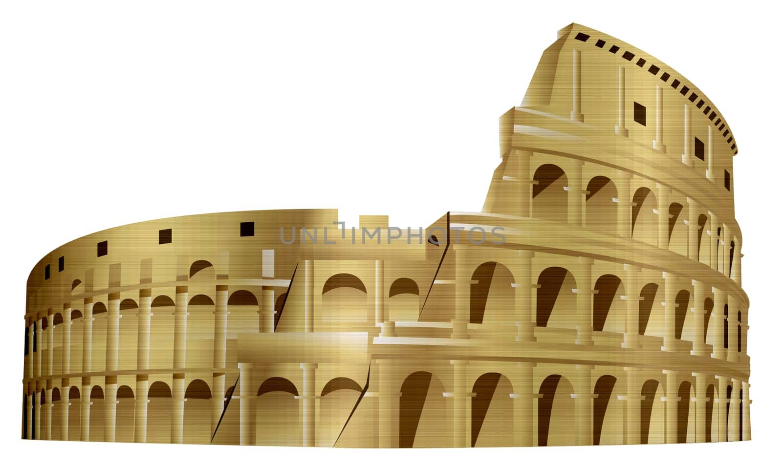 The Colosseum monument Rome Italy metallic illustration