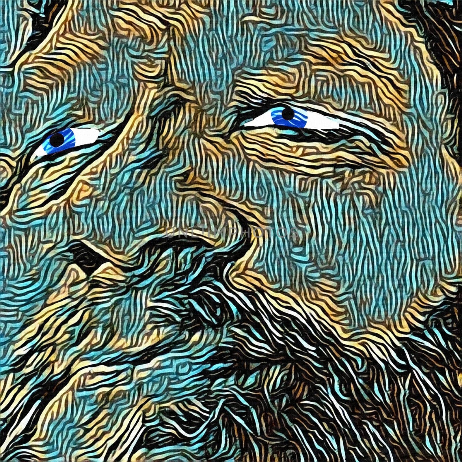 Illustration. Man's wisdom face.