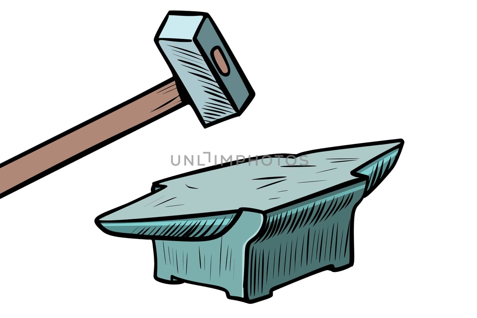 hammer and anvil. blacksmith tool. Pop art retro illustration vintage kitsch drawing