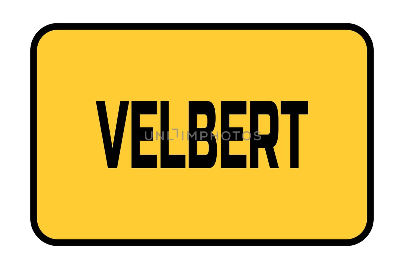 City entrance road sign with caption City Velbert