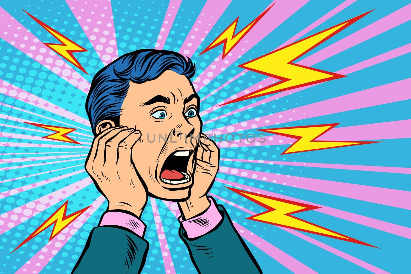 head of a man screaming. Pop art retro vector illustration kitsch vintage