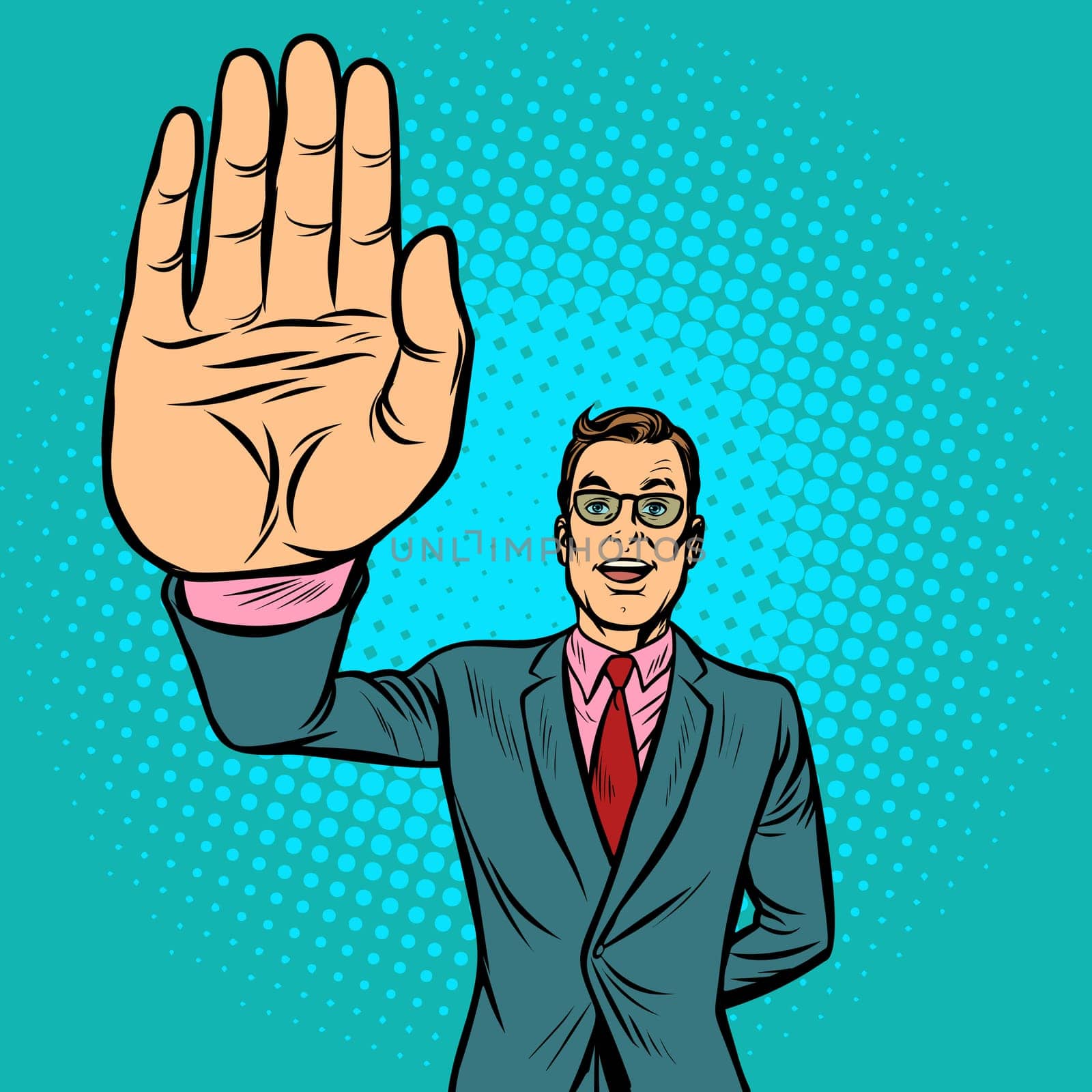man stop hand gesture. Pop art retro vector illustration vintage kitsch