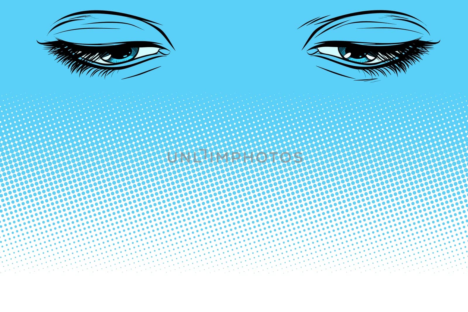 women eyes look down. Pop art retro vector illustration vintage kitsch