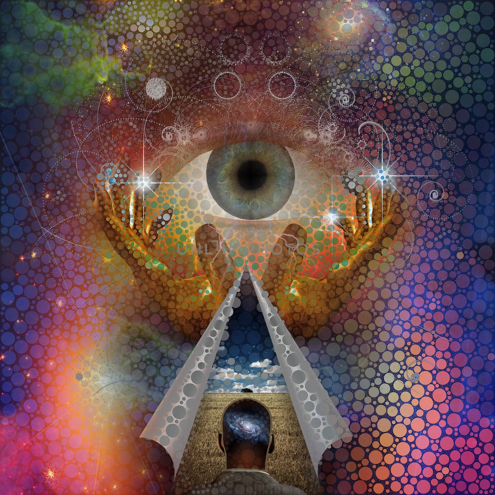 Abstract painting, human thoughts. Faith in God. 3D Rendering