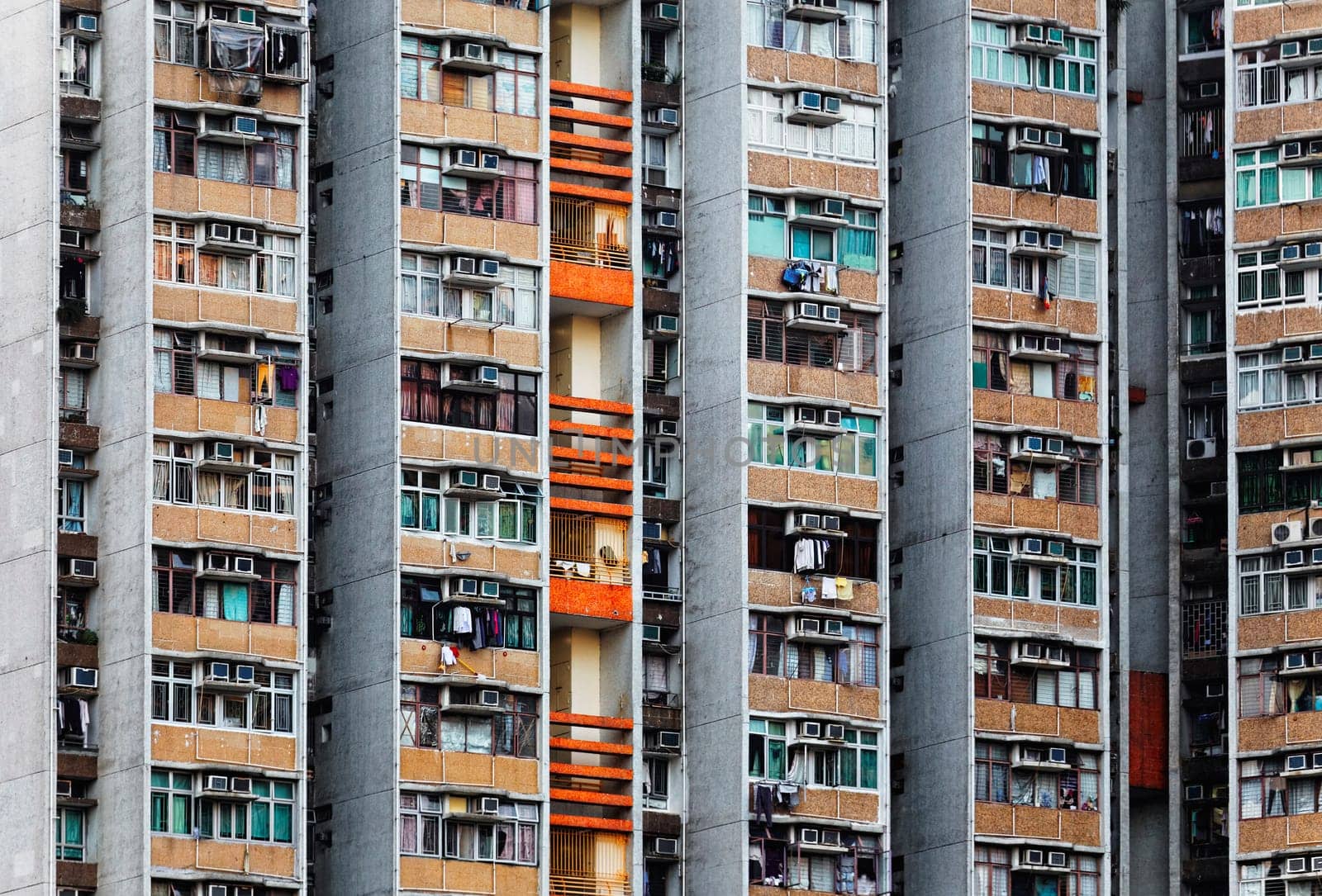 Old apartments in Hong Kong at day