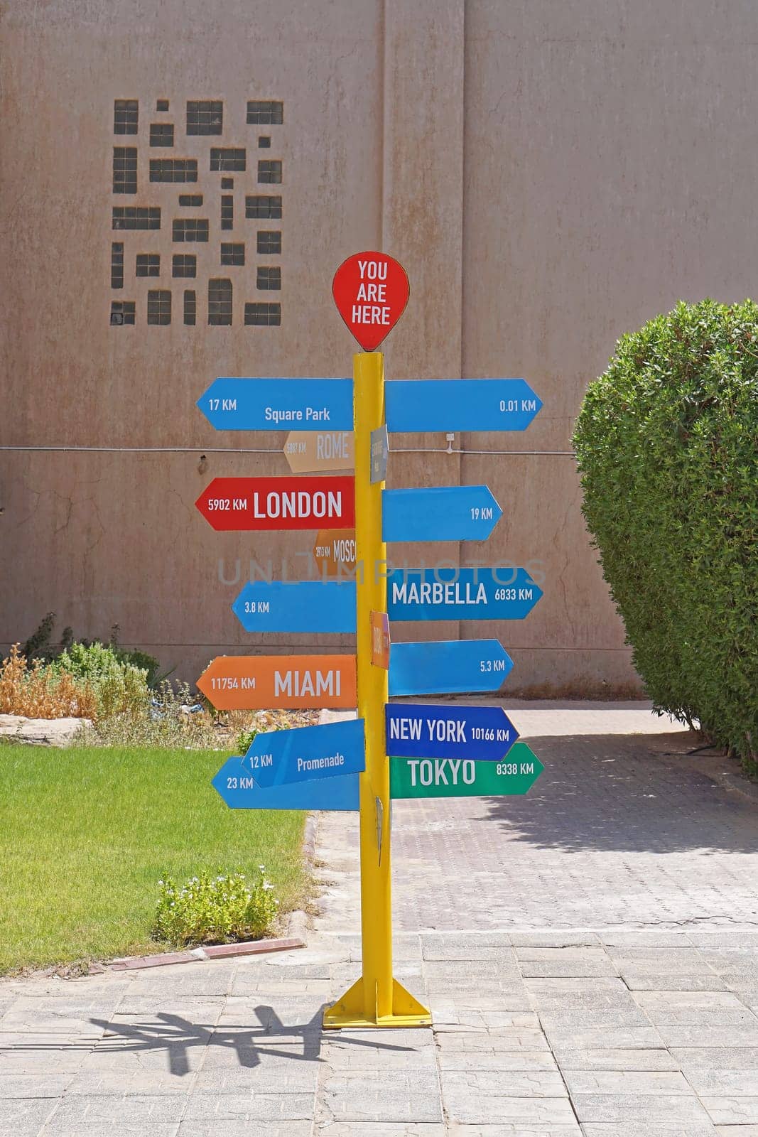 Directional post arrows you are here in Kuwait