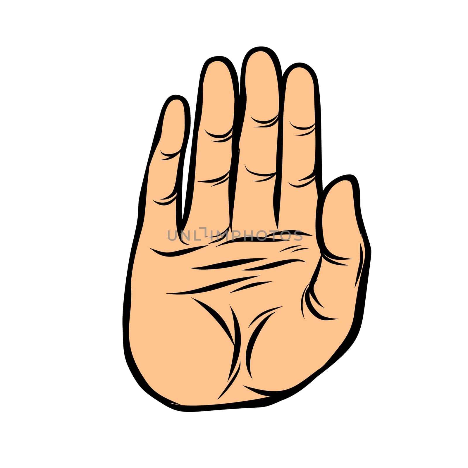 palm, stop gesture. Pop art retro vector illustration vintage kitsch