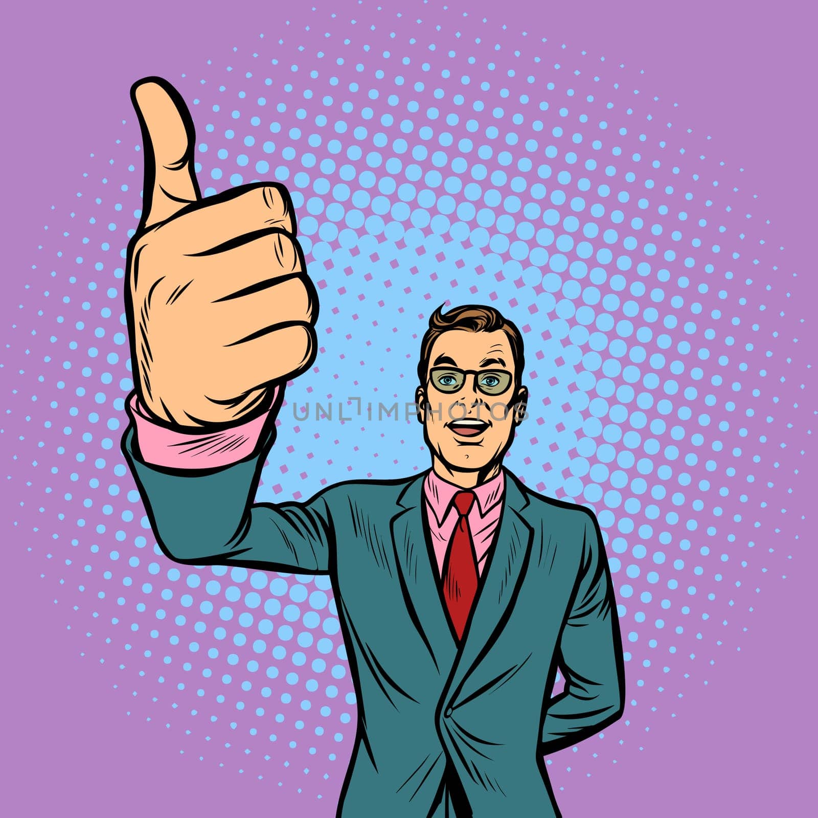 man thumb up, like. Pop art retro vector illustration vintage kitsch