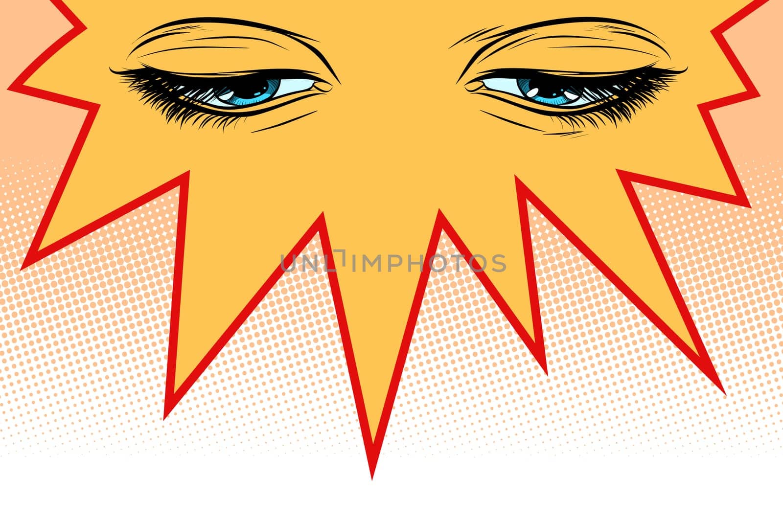 women eyes look down. Pop art retro vector illustration vintage kitsch