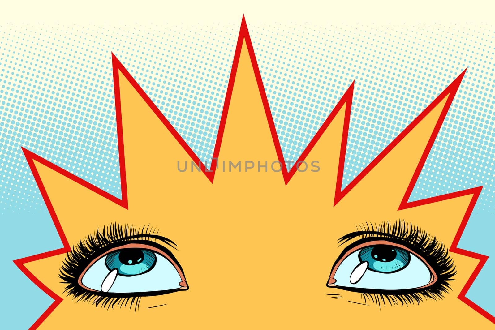 women eyes look up. Pop art retro vector illustration vintage kitsch