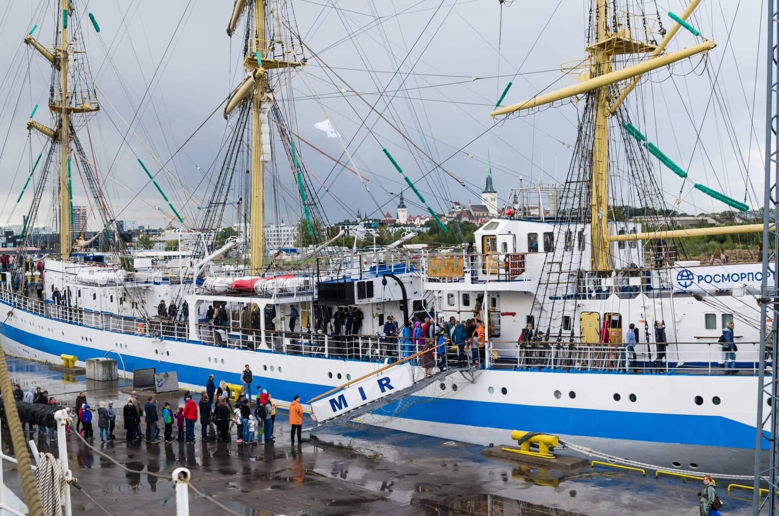 TALLINN, ESTONIA - SEPTEMBER 23, 2018. The Russian barque "MIR""  in Tallinn port."
