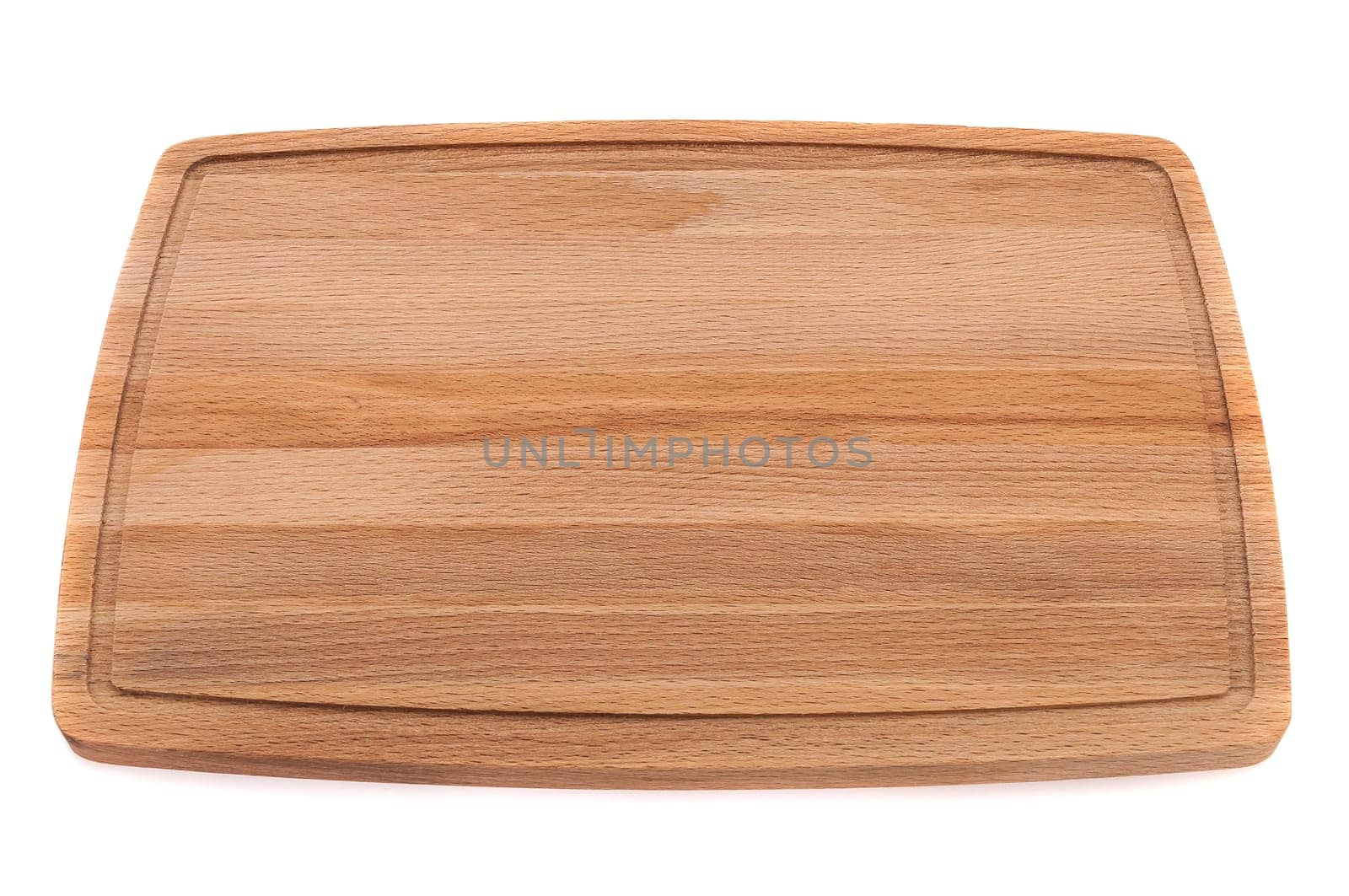 Wooden board for cutting meat with blood flow.