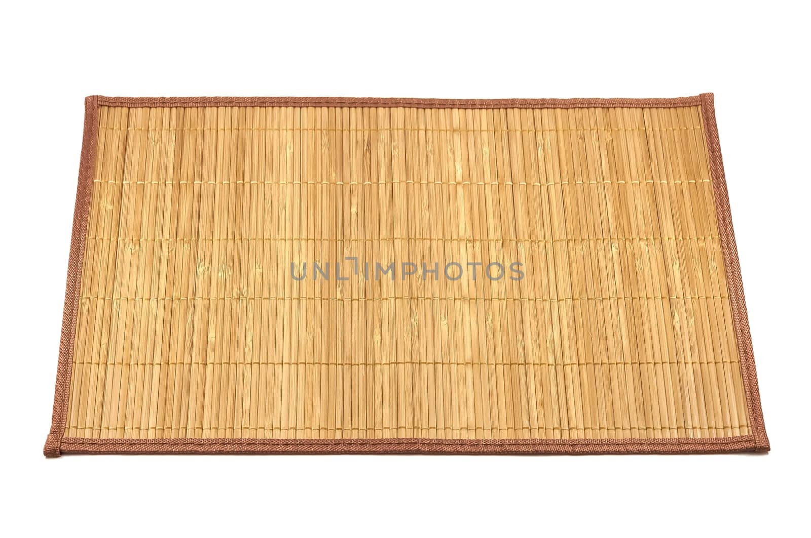 Bamboo natural dish mat for serving dishes isolated