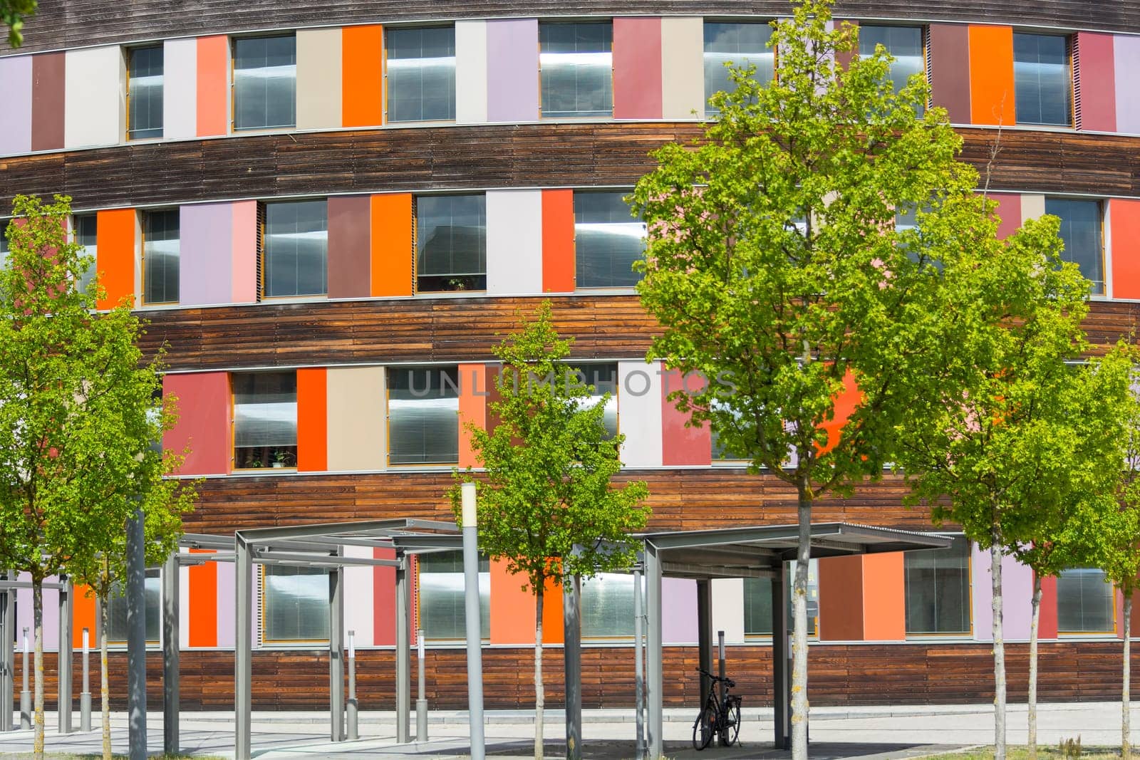 Environment and colorful facade of the Federal Environment Agency in Dessau