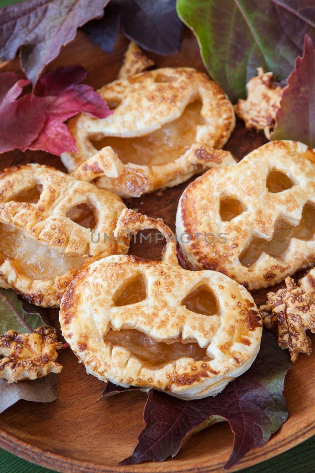Scary puff pastry pumkpin pies for a Happy Halloween