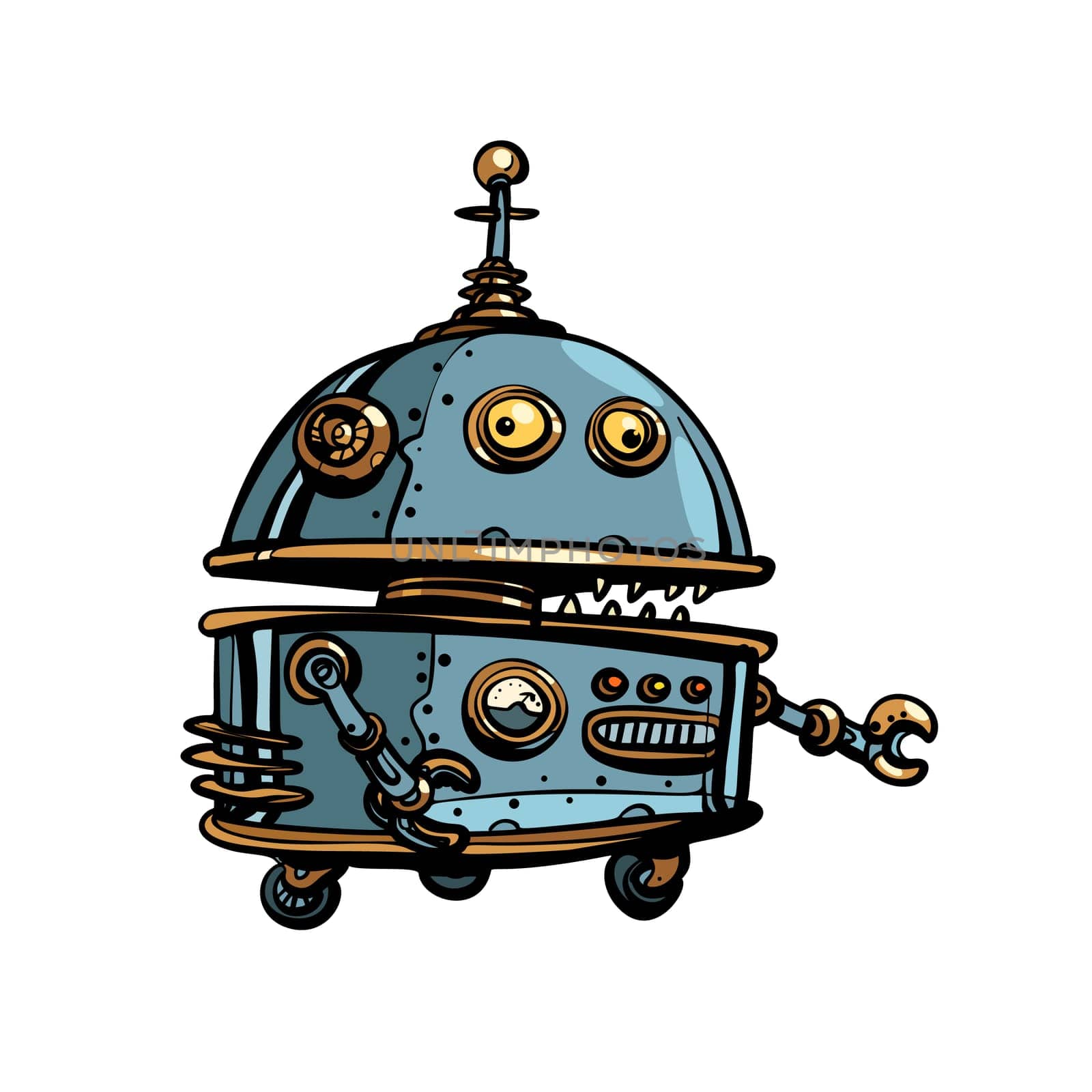 Funny round robot, pop art retro cyberpunk vector illustration vintage kitsch