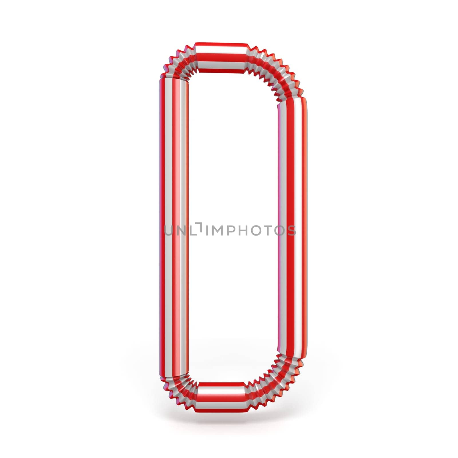 Drinking straw font Letter D 3D render illustration isolated on white background
