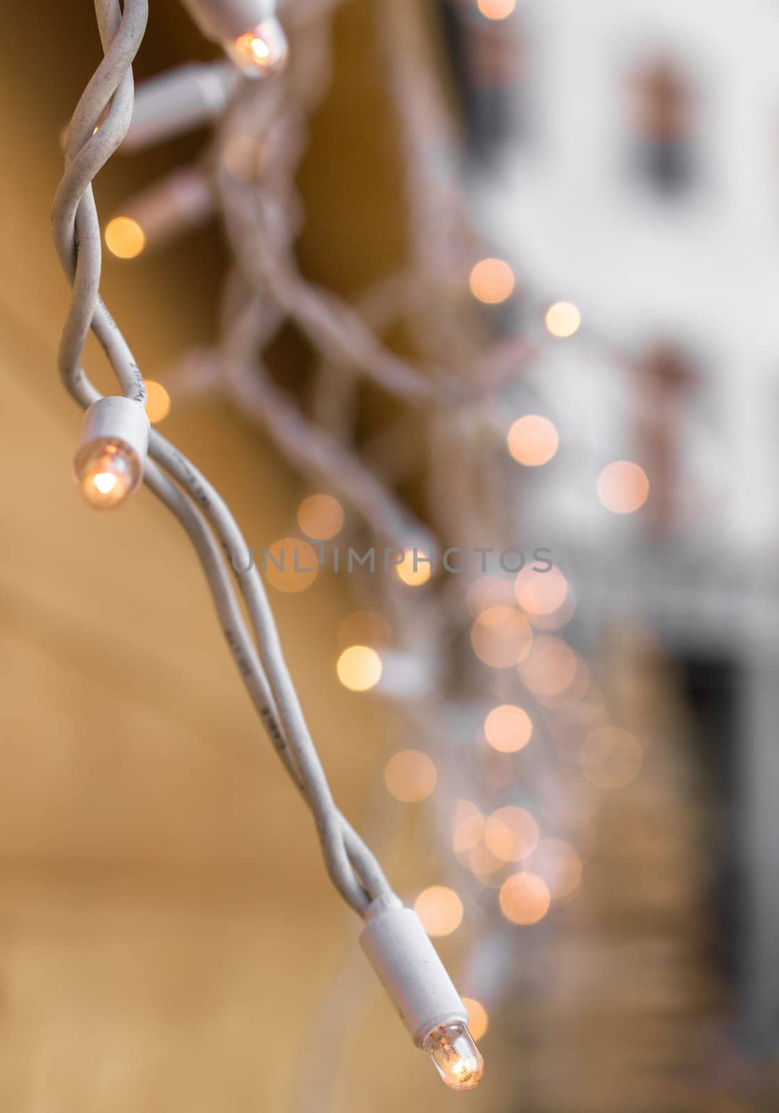Street Christmas lights on blurred background