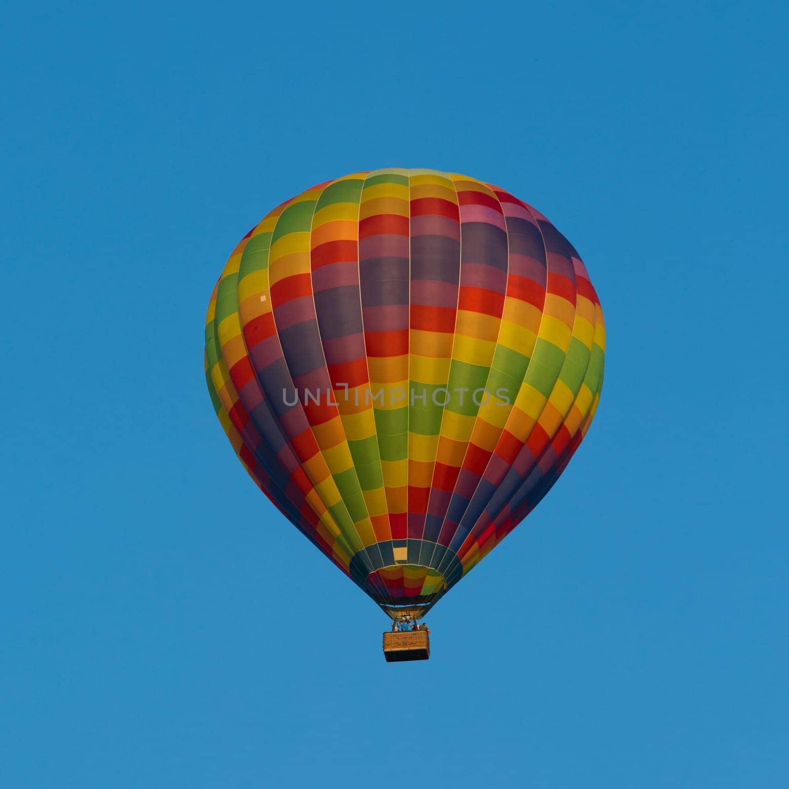 Hot air balloon just after lift off.