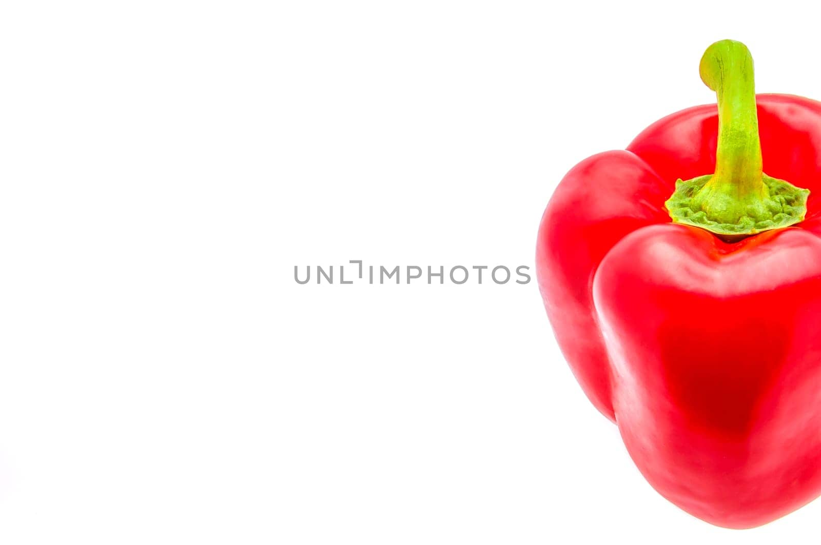 Fresh, beautiful bell sweet pepper on white background, close-up. Isolated.