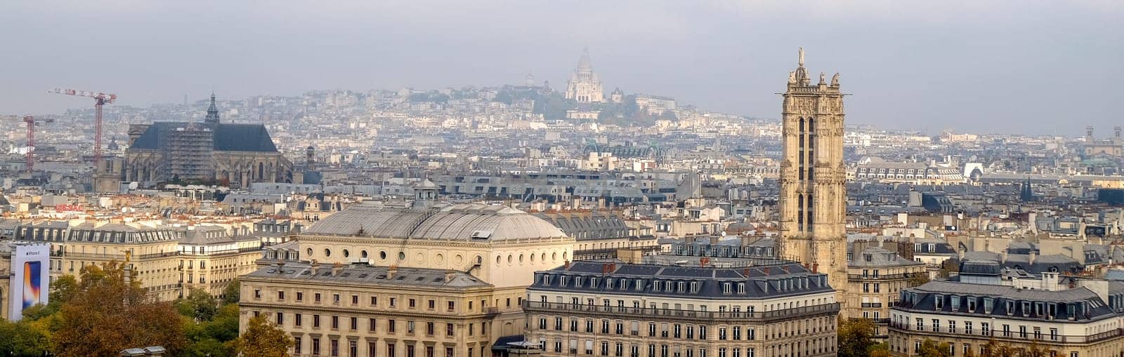 Panoramic view of the city of Paris as seen from Notre Dame cathedral