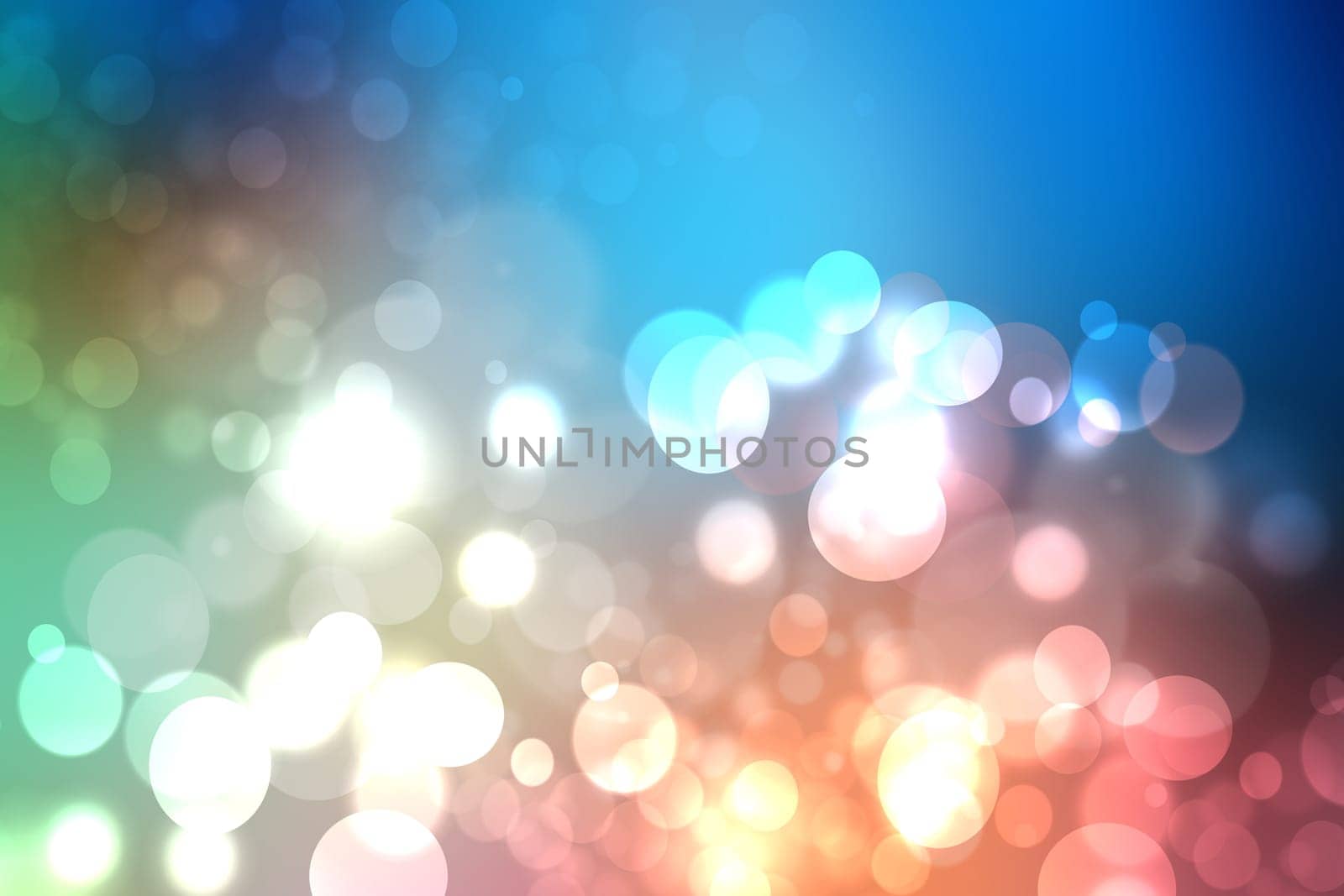 A festive abstract multicolored Happy New Year or Christmas background texture and with color blurred bokeh lights. Space for design. Card concept.