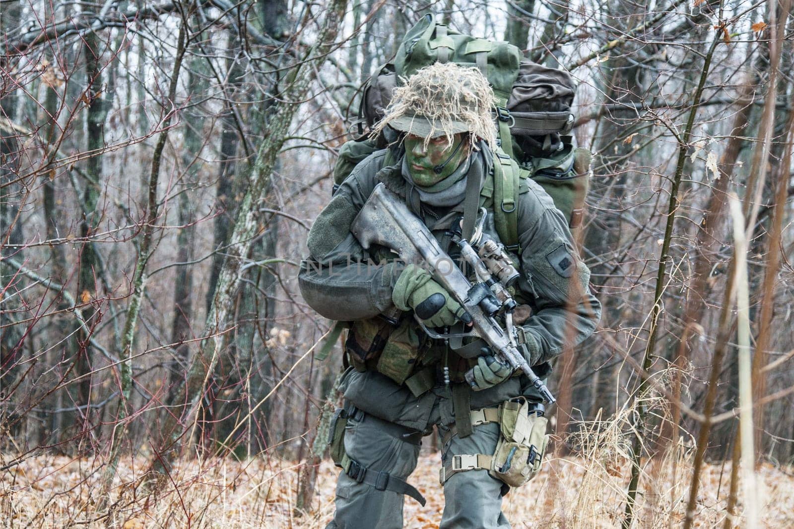 Jagdkommando soldier Austrian special forces equipped with Steyr assault rifle during the raid