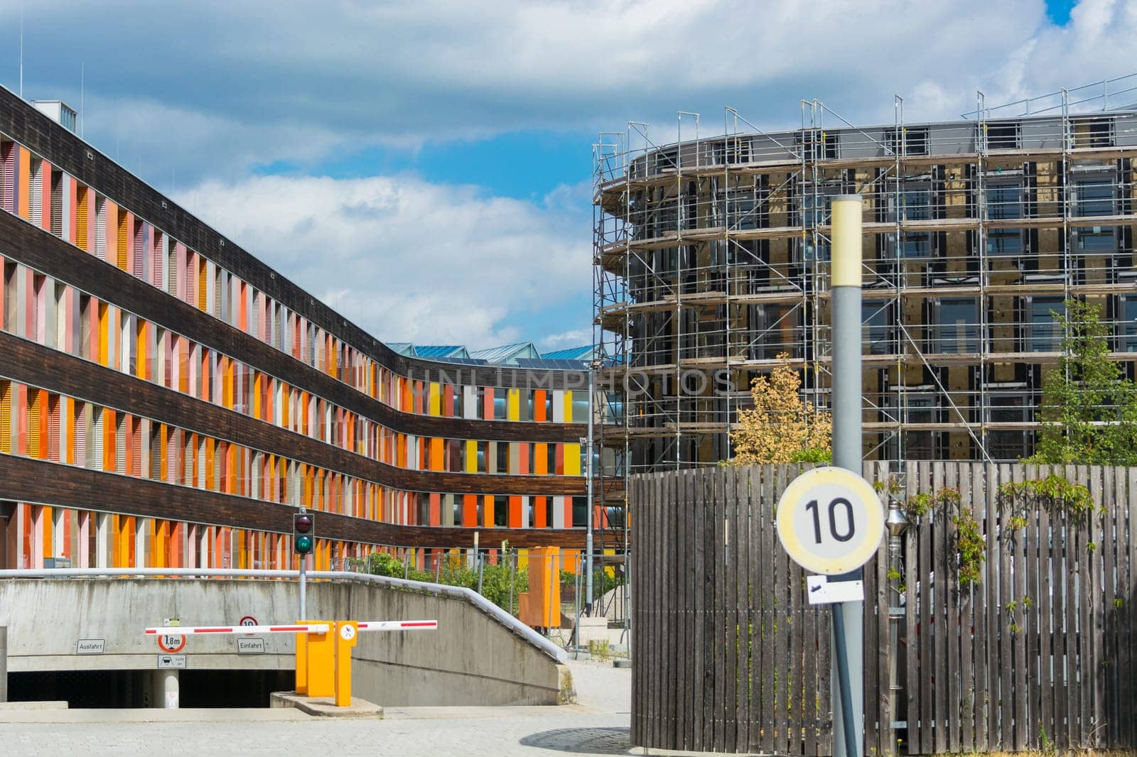 Environment and colorful facade of the Federal Environment Agency in Dessau