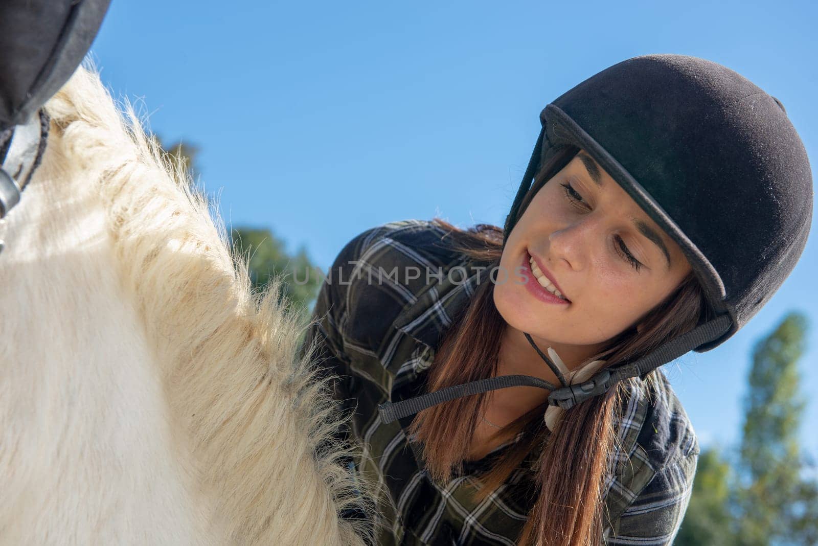portrait of a beautiful girl on horseback